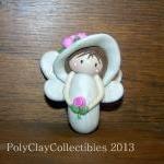 Angel - Hat With Roses - Brooch Pin - Keepsake -..
