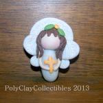 Angel Holding Cross - Polymer Clay -- Handmade..