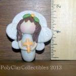 Angel Holding Cross - Polymer Clay -- Handmade..
