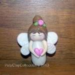 Angel - Pink Heart - Polymer Clay - Keepsake -..