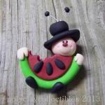 Mr Ladybug Eats Watermelon -polymer Clay - Pin -..
