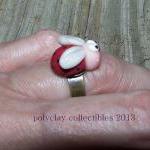 Ladybug Adjustable Ring - Polymer Clay