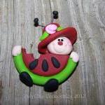 Mrs. Lily Ladybug Eating Watermelon - Polymer Clay..