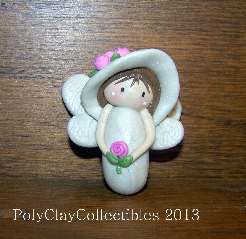 Angel - Hat With Roses - Brooch Pin - Keepsake - Collectibles