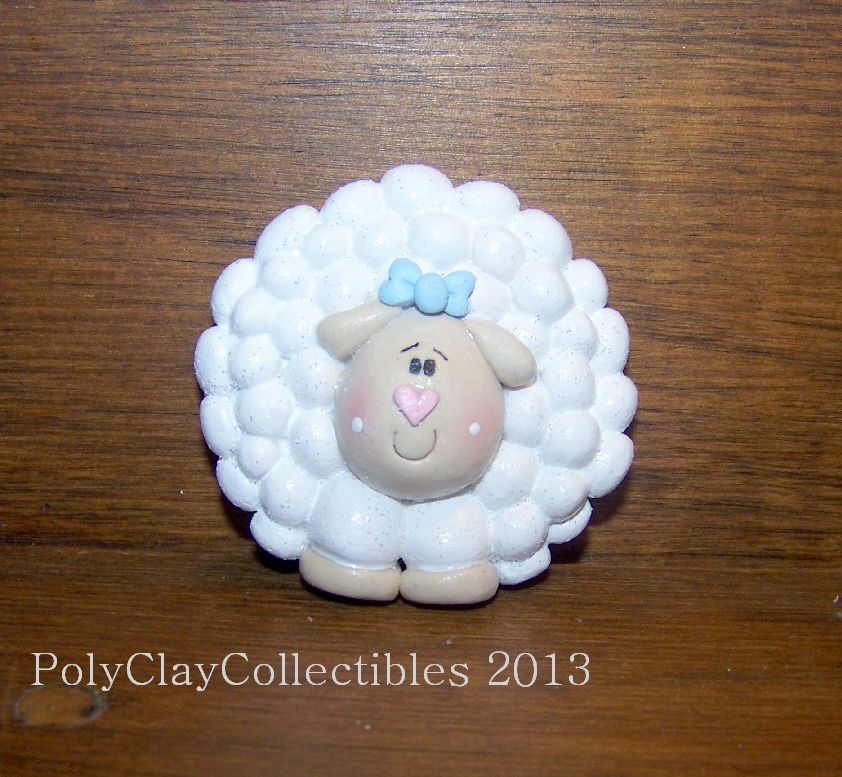Sweet Little Sheep - Polymer Clay - Brooch Pin