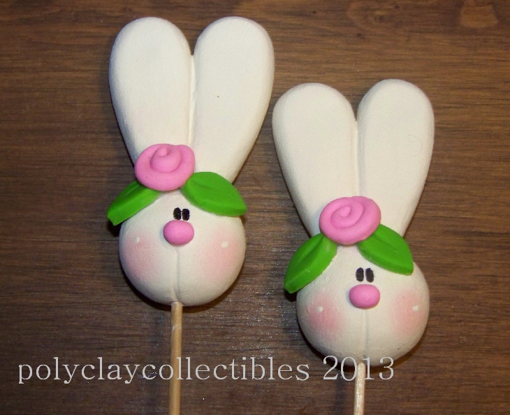 Bunny With Pink Flower - Cupcake Toppers - Baby Shower - Bake - Set Of 6
